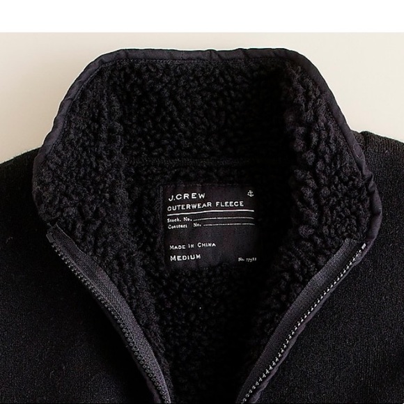 J. Crew - Men’s Black Sherpa-Lined Fleece Jacket - Picture 2 of 2